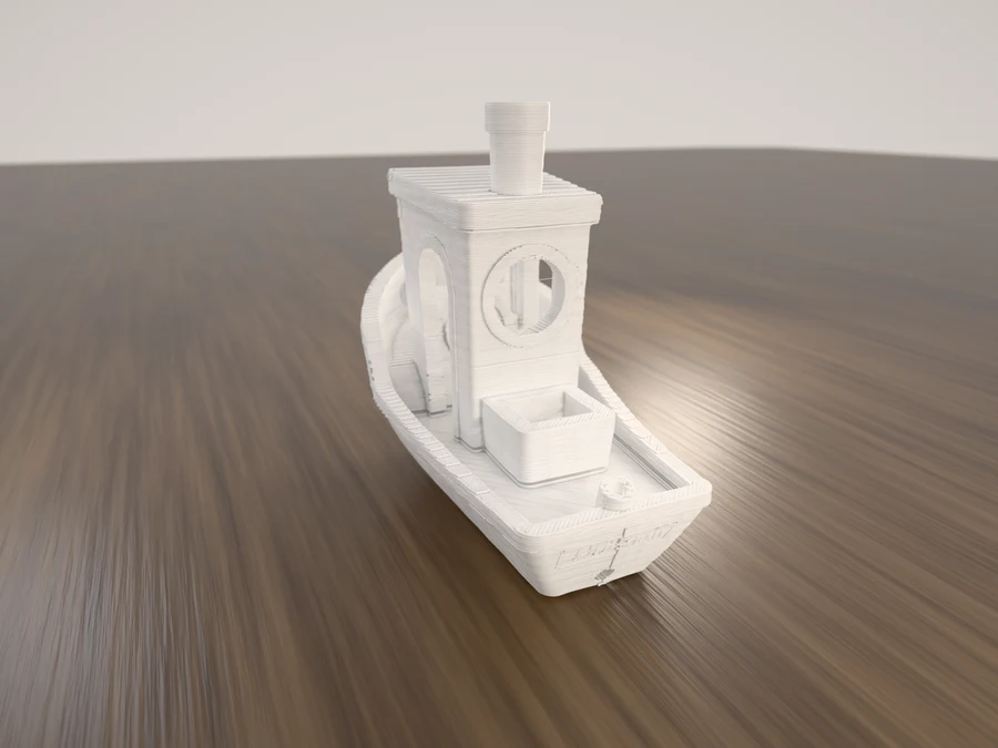 Right gallery angle: the printed tugboat seen from its starboard side, cabin windows visible.